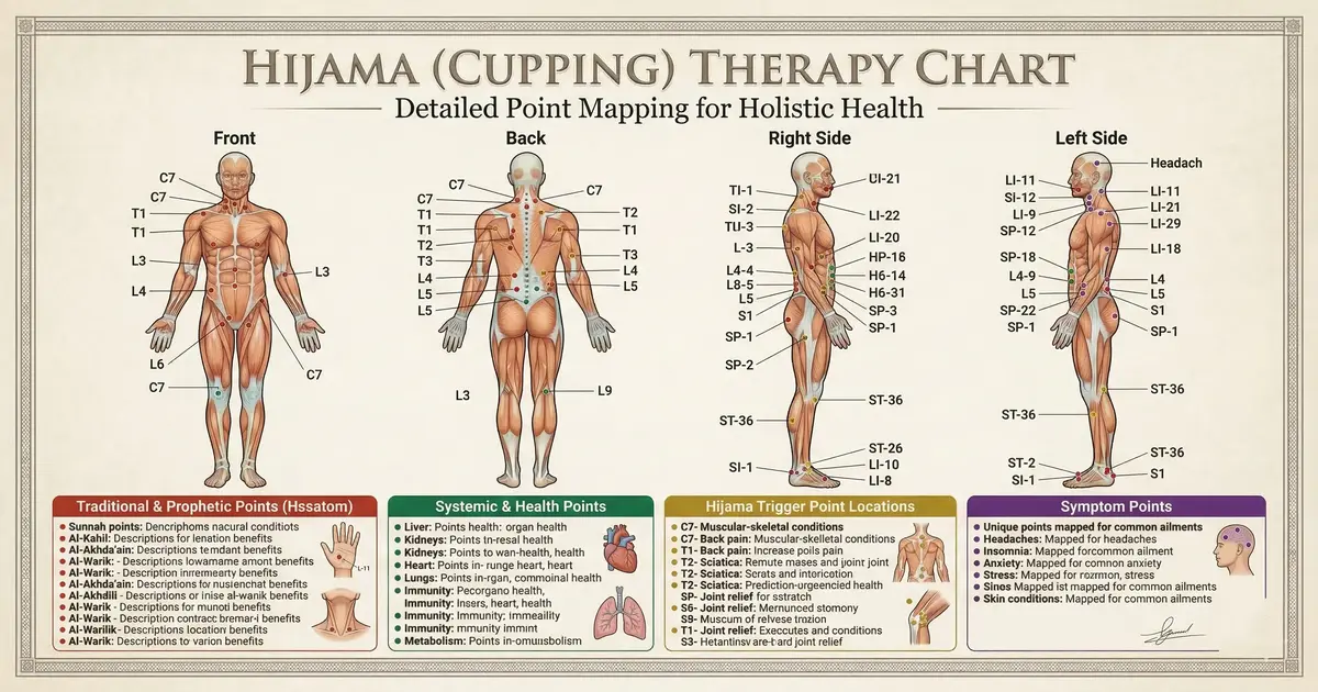 Hijama Chart and Key Cupping Therapy Points